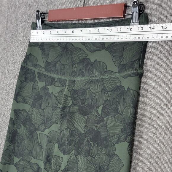 Balance Collection Leggings Womens Large Green Black Floral Watercolor BLL1126T - Picture 3 of 11